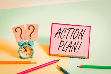 Conceptual hand writing showing Action Plan. Concept meaning proposed strategy or course of actions...