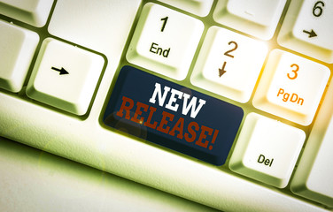 Text sign showing New Release. Business photo text announcing something newsworthy recent product...