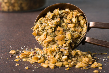 Garlic Herb Seasoning Spilled from a Teaspoon