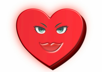 3D Herz mit Gesicht