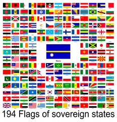 Nauru, collection of vector images of flags of the world