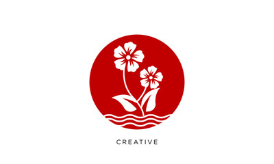 flower wave logo design vector