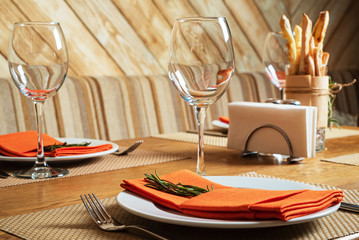 table set for meal, family restaurant