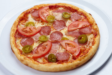 tasty pizza on the white plate