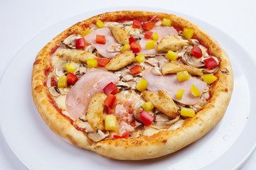 tasty pizza on the white plate