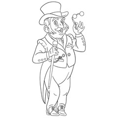coloring page with retro gentleman