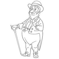 coloring page with retro gentleman