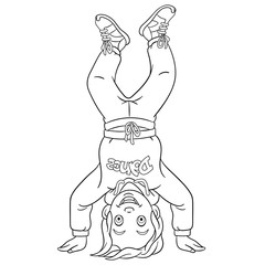coloring page with b-boy break dancer