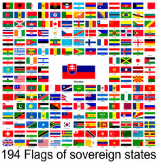 Slovakia, collection of vector images of flags of the world