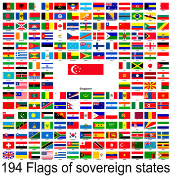 Singapore, collection of vector images of flags of the world