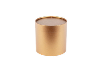 round hat gold box white background isolate