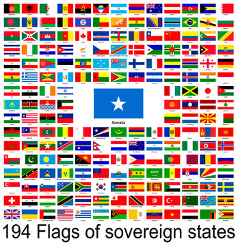Somalia, collection of vector images of flags of the world