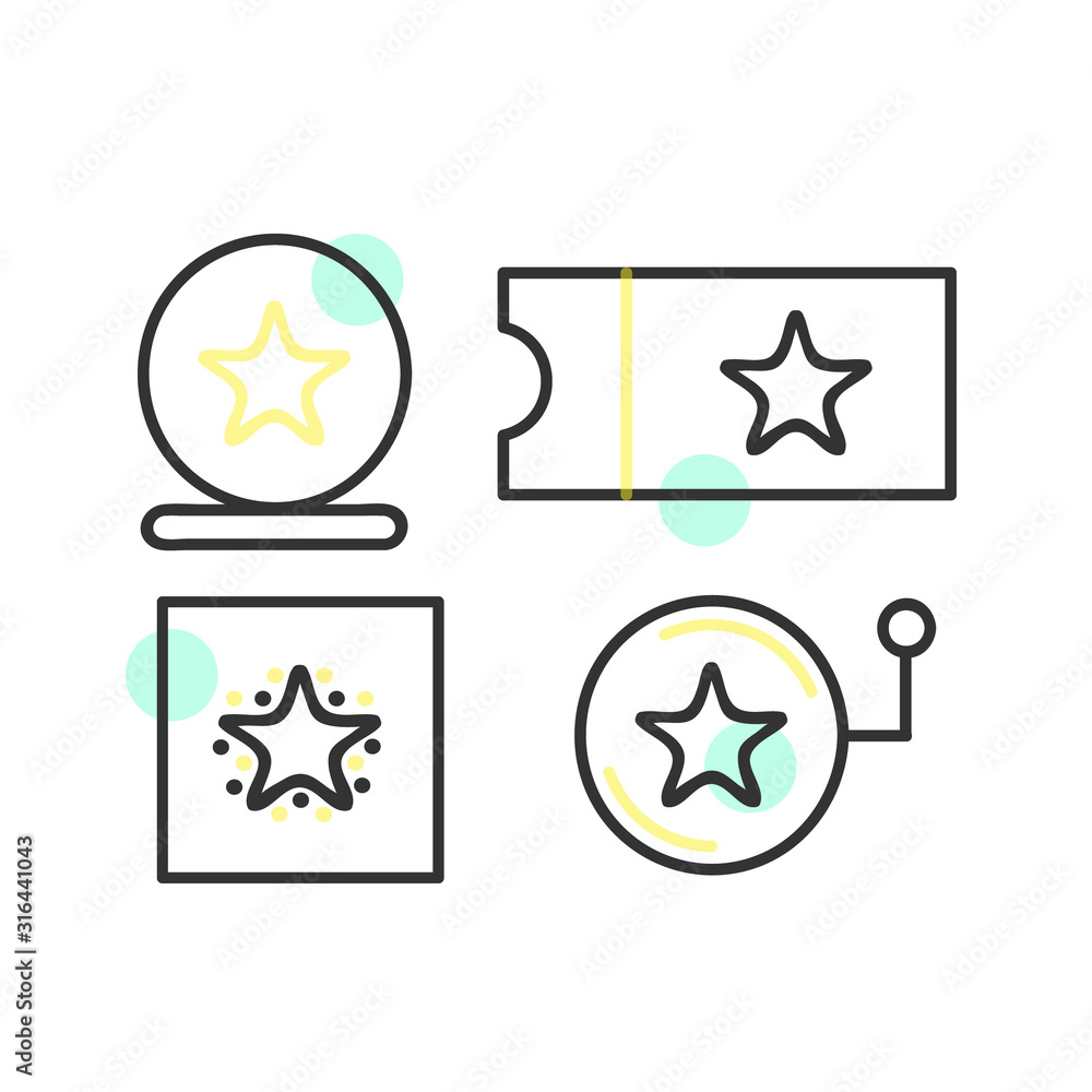 Poster set linear flat icon reward on colorful vector