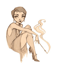 Flapper Sketch Illustration