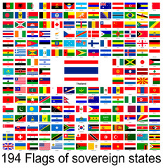 Thailand, collection of vector images of flags of the world