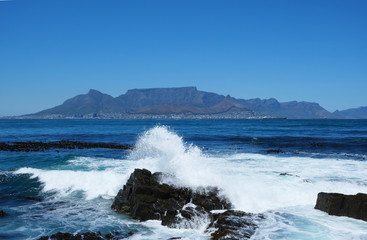 Table mountain behind water