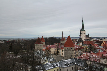 Fototapeta na wymiar Rooftop view of the old city of Tallinn, Estonia