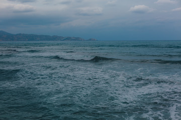 Foamy water near the sea