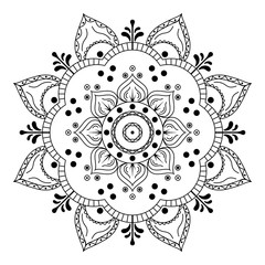 Mandala pattern black and white. Islam, Arabic, Pakistan, Moroccan, Turkish, Indian, Spain motifs. Vector illustration EPS 10. 