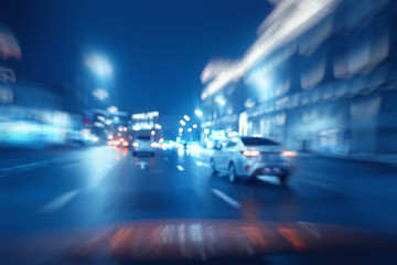 Fototapeta premium cars in the city road zoom movement / abstract blurred background, urban transport concept