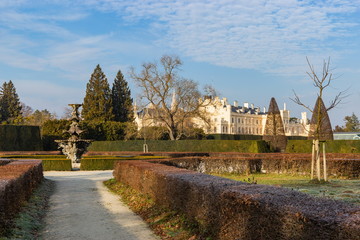Fototapeta na wymiar Garden and Lednice castle, South Moravian region, Czech republic, Europe.