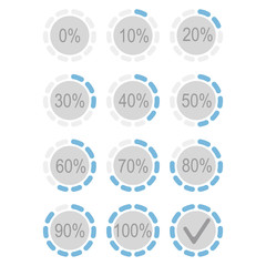 Progress bar. Indicator. .Percentage download.  Flat style.Vector graphic.