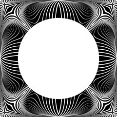 Circle frame. Wavy lines pattern.