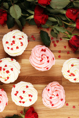 Delicious cupcake for Valentine Day. Love concept cupcakes. For celebrating Valentines Day