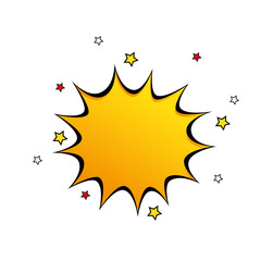 explosion yellow color with stars pop art style icon vector illustration design