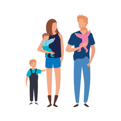 parents with sons avatar characters vector illustration design