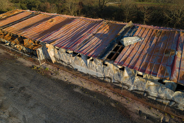 Farm devastated Farm burned in a fire fire, Spain.