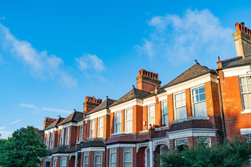 Georgian style and era red brick terrace houses.