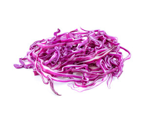 Purple cabbage slices  on white background