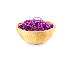 Purple cabbage slices  on white background