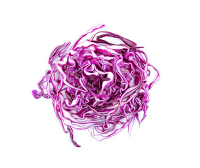 Purple cabbage slices  on white background