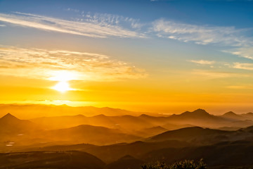 Sunset in the Silhouette Mountains in Valley