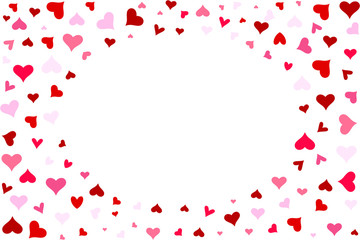 Flying hearts background. Different shades of red color. Valentine's day concept background. Vector.