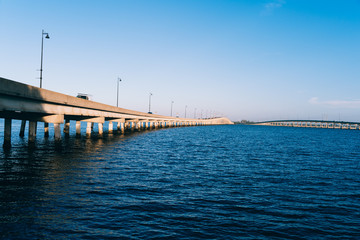 Obraz premium Port Charlotte harbor and Punta Gorda in peace river bridge