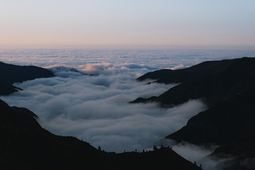 Blue hour above the clouds in Madeira, Portugal.