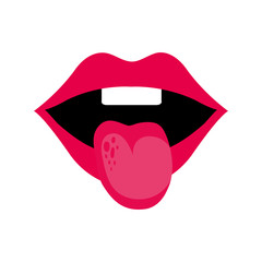sexy mouth with tongue out pop art style icon vector illustration design