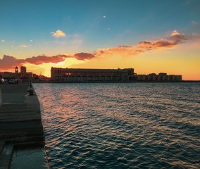 Sea landscape at sunset in Trieste