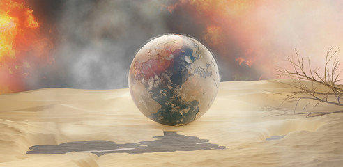 Obraz na płótnie Canvas desert and planet earth 3d-illustration sand design. elements of this image furnished by NASA
