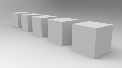 3d rendering, 3d illustration. Bright cubes on a light background.