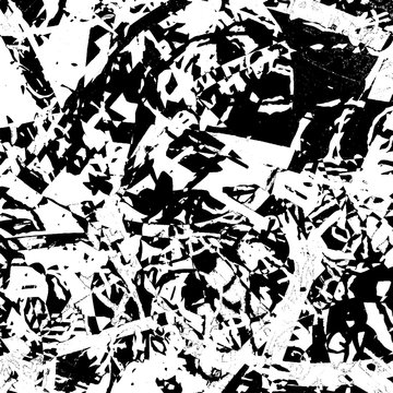 Grunge black and white. Dark abstract texture. Dirty destroyed background. Old vintage surface. Pattern of dirt, dust, scratches, chips