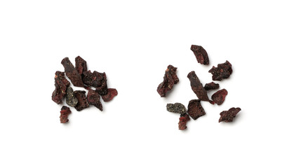 Dried Chopped Black Vegetable Isolated on White Background