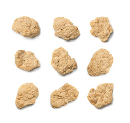 Raw Dehydrated Soy Meat or Soya Chunks Isolated