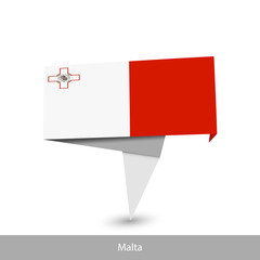 Malta Country flag. Folded ribbon banner flag