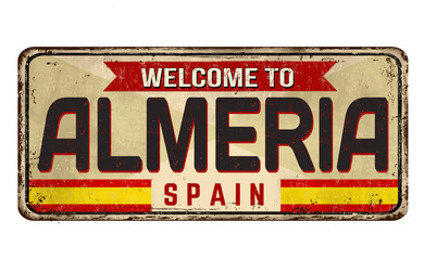 Welcome to Almeria vintage rusty metal sign