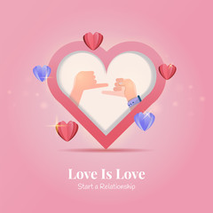 Flat design pinky swear or to make promise for couple who fall in love