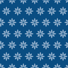 Simple Tiny daisy vector repeat pattern in classic blue.